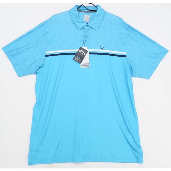 Callaway Other - Callaway Mens Opti-Dri Golf Polo Shirt Blue Striped Performance UPF 50 Size LT